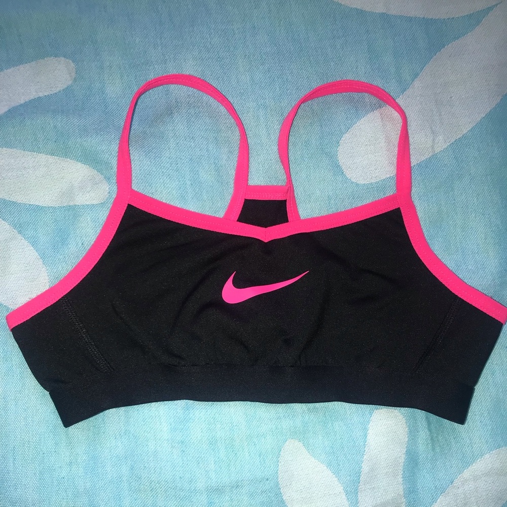 Black and Pink Nike Dri Fit Sports Bra